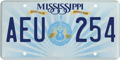 MS license plate AEU254