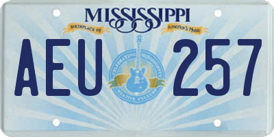 MS license plate AEU257