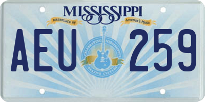 MS license plate AEU259