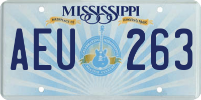 MS license plate AEU263