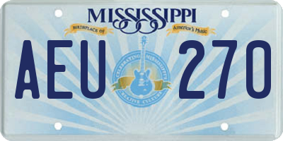 MS license plate AEU270