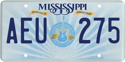 MS license plate AEU275