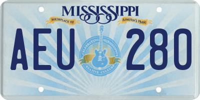 MS license plate AEU280