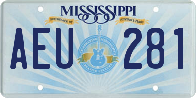MS license plate AEU281