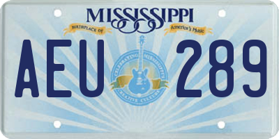 MS license plate AEU289