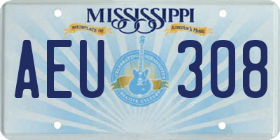 MS license plate AEU308