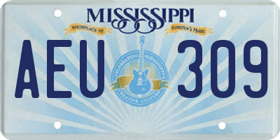MS license plate AEU309