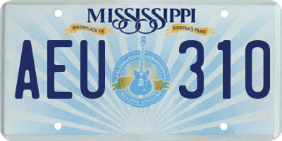MS license plate AEU310