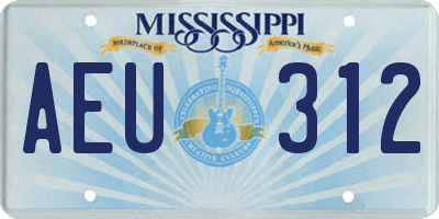 MS license plate AEU312