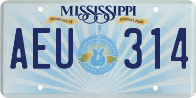 MS license plate AEU314