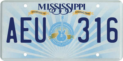 MS license plate AEU316