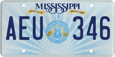 MS license plate AEU346