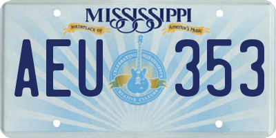 MS license plate AEU353
