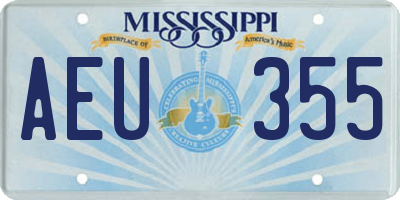 MS license plate AEU355