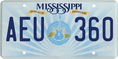 MS license plate AEU360
