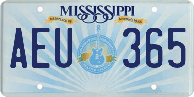 MS license plate AEU365
