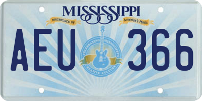 MS license plate AEU366