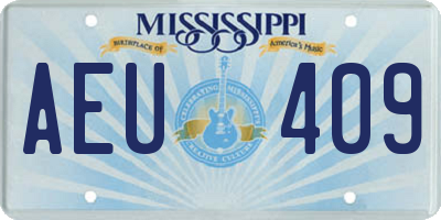 MS license plate AEU409