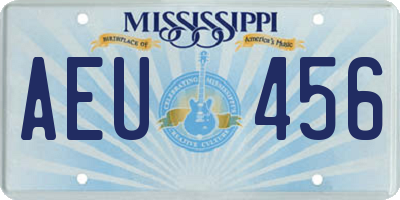 MS license plate AEU456