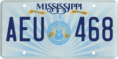 MS license plate AEU468