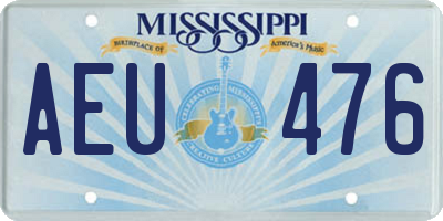 MS license plate AEU476