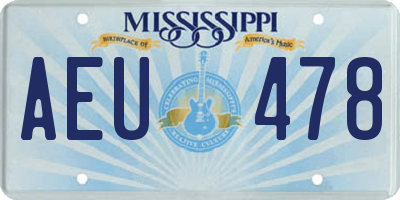 MS license plate AEU478