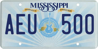 MS license plate AEU500