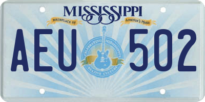 MS license plate AEU502