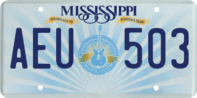 MS license plate AEU503