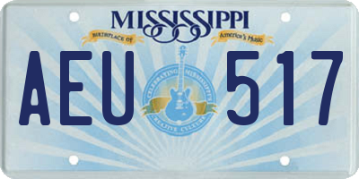 MS license plate AEU517