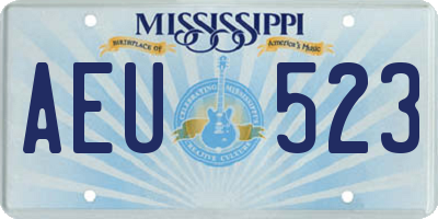 MS license plate AEU523