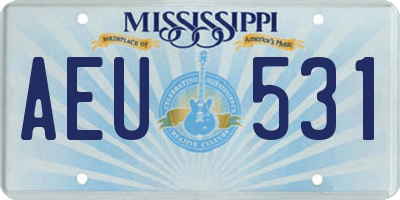 MS license plate AEU531