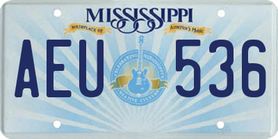 MS license plate AEU536