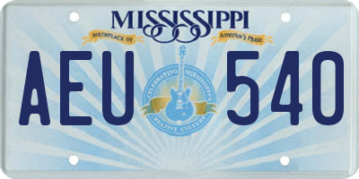 MS license plate AEU540
