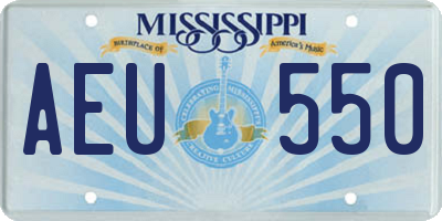 MS license plate AEU550