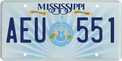 MS license plate AEU551