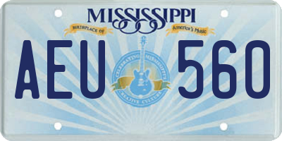 MS license plate AEU560