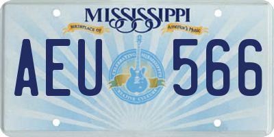 MS license plate AEU566