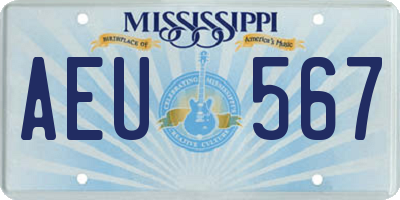 MS license plate AEU567