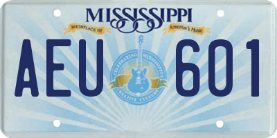MS license plate AEU601