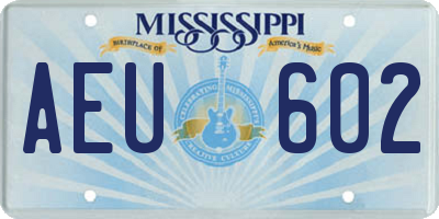 MS license plate AEU602