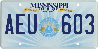 MS license plate AEU603