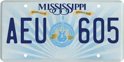 MS license plate AEU605