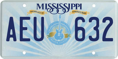 MS license plate AEU632