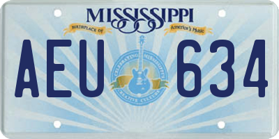 MS license plate AEU634