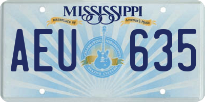 MS license plate AEU635