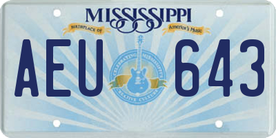 MS license plate AEU643