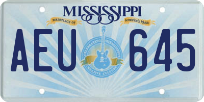MS license plate AEU645