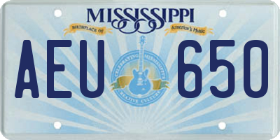MS license plate AEU650