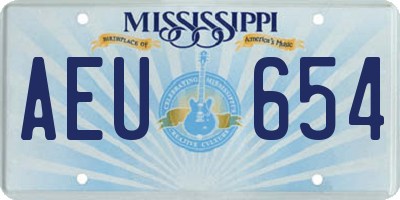 MS license plate AEU654
